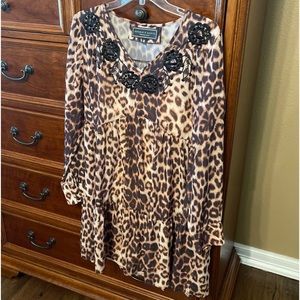 Double D Ranch Leopard Print Dress with Black Accents